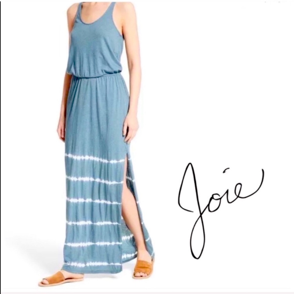 Soft Joie tie dye maxie dress cotton soft small stretch striped blue NWT